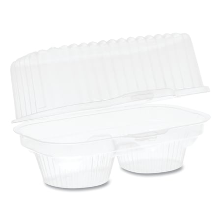 Pactiv ClearView Bakery Cupcake Container, 2-Comp, 6.75 x 4 x 4, Clear, PK100 PK 2002